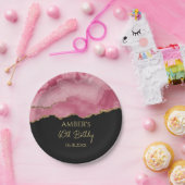 Elegant Pink Gold Abstract Marble Design Papieren Bordje (Feest)