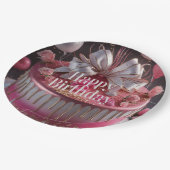 Elegant Pink & Gold Birthday Cake Design Papieren Bordje (Gekanteld)