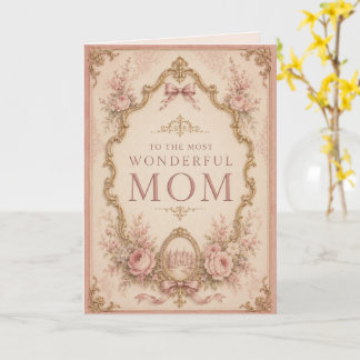 Elegant Pink & Gold Birthday Card for Mom Kaart
