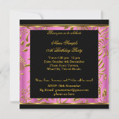 Elegant Pink Gold Black Damask Pearl Party Kaart (Achterkant)
