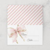 Elegant Pink & Gold Coquette Bow  Plaatskaartje (Buitenkant ongevouwen)