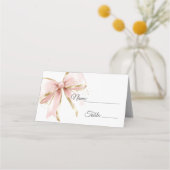 Elegant Pink & Gold Coquette Bow  Plaatskaartje (Voorkant)