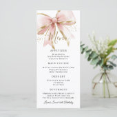Elegant Pink Gold Coquette Bow Sweet 16th Birthday Menu (Staand voorkant)