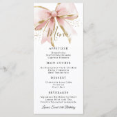 Elegant Pink Gold Coquette Bow Sweet 16th Birthday Menu (Voorkant)