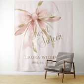 Elegant Pink & Gold Coquette Sweet 16th Backdrop Wandkleed (In situ)