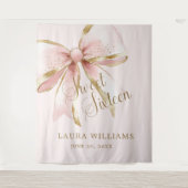 Elegant Pink & Gold Coquette Sweet 16th Backdrop Wandkleed (Voorkant)