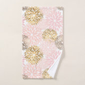 Elegant Pink Gold Dahlia Floral Bad Handdoek (Handdoek)