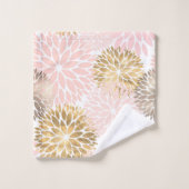Elegant Pink Gold Dahlia Floral Bad Handdoek (Wasdoekje)