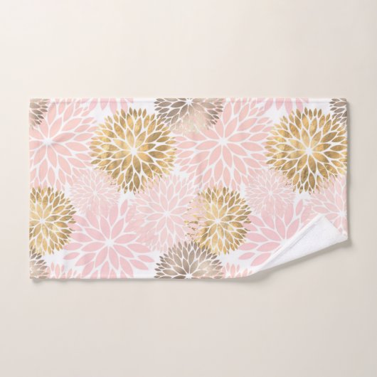 Elegant Pink Gold Dahlia Floral Bad Handdoek (Handdoek)