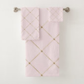 ELEGANT PINK GOLD DIAMOND BATHROOM TOWEL SET BAD HANDDOEK (Insitu)