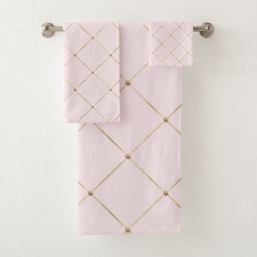 ELEGANT PINK GOLD DIAMOND BATHROOM TOWEL SET BAD HANDDOEK (Insitu)