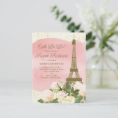 Elegant Pink Gold Eiffel Tower Paris Sweet 16 Briefkaart (Staand voorkant)