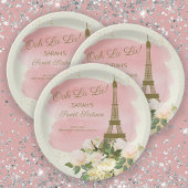 Elegant Pink Gold Eiffel Tower Paris Sweet 16 Papieren Bordje