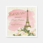 Elegant Pink Gold Eiffel Tower Paris Sweet 16 Servet (Voorkant)