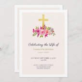 Elegant Pink Gold Floral Funeral Order of Service Programmakaart (Voorkant / Achterkant)