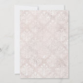 Elegant Pink Gold Floral Ivory Damask Trunk Party Kaart (Achterkant)