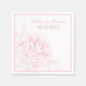 Elegant Pink Gold Floral Peony Wedding Monogram Servet (Voorkant)