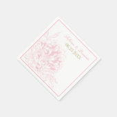 Elegant Pink Gold Floral Peony Wedding Monogram Servet (Hoek)