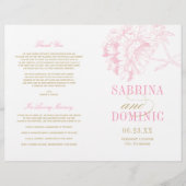 Elegant Pink Gold Floral Peony Wedding Programs (Voorkant)