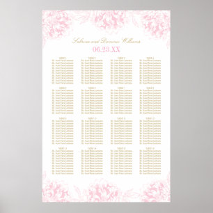 Elegant Pink Gold Floral Peony Wedding Seating Sea Poster