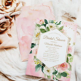 Elegant Pink Gold Floral Roos Vrijgezellenfeest Kaart