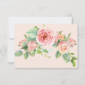 Elegant Pink Gold Floral Script Waterverf Weddensc RSVP Kaartje (Achterkant)