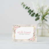 Elegant Pink Gold Floral Waterverf Visitekaartje (Staand voorkant)
