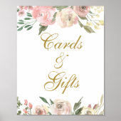 Elegant Pink Gold Floral Wedding Cards & Gifts Poster (Voorkant)