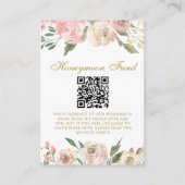 Elegant Pink Gold Floral Wedding Honeymoon Fonds Informatiekaartje (Voorkant)