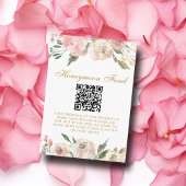 Elegant Pink Gold Floral Wedding Honeymoon Fonds Informatiekaartje