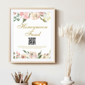 Elegant Pink Gold Floral Wedding Honeymoon Fonds Poster