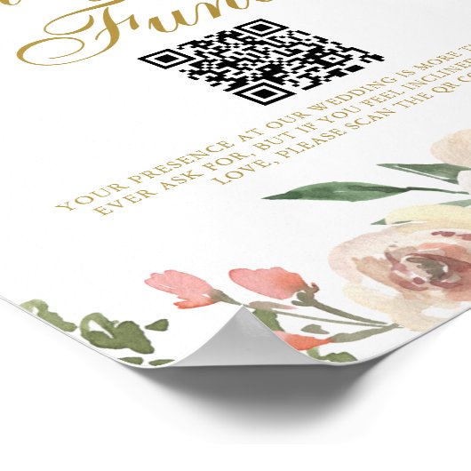 Elegant Pink Gold Floral Wedding Honeymoon Fonds Poster (Hoek)