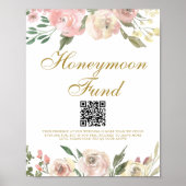 Elegant Pink Gold Floral Wedding Honeymoon Fonds Poster (Voorkant)