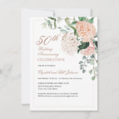 Elegant Pink Gold Floral Wedding Jubileum Kaart (Voorkant)