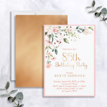 Elegant Pink & Gold Floral Woman's 85e verjaardag Kaart<br><div class="desc">Moderne,  elegante vrouwendag op de 85ste verjaardag met een prachtige roze waterverf bloemmotief in de bovenste hoek,  met "85e verjaardag" en de achterkant van de kaart in faux matte gold folie,  en de naam in corresponderende gouden tekst. Gegrensd in roze. Copyright Elegant nodigt uit,  alle rechten voorbehouden.</div>