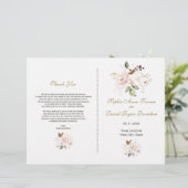Elegant Pink Gold Flowers Wedding Programme (Staand voorkant)
