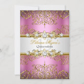 Elegant Pink Gold Glamor Quinceanera Kaart (Voorkant)