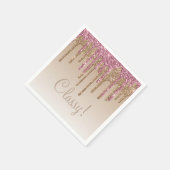 Elegant Pink Gold Glitter Glam Script Girly Ombré Servet (Hoek)