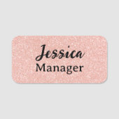 Elegant Pink Gold Glitter Salon Employee Badge (Voorkant)