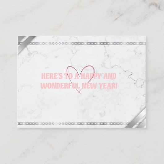 Elegant Pink & Gold Happy New Year Floral Card Informatiekaartje (Achterkant)