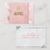 Elegant Pink & Gold Happy New Year Floral Card Informatiekaartje (Voorkant / Achterkant)