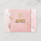 Elegant Pink & Gold Happy New Year Floral Card Informatiekaartje (Voorkant)