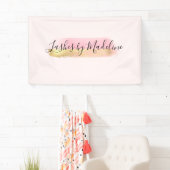 Elegant Pink Gold Makeup Beauty Hair Nail Salon Spandoek (Insitu)