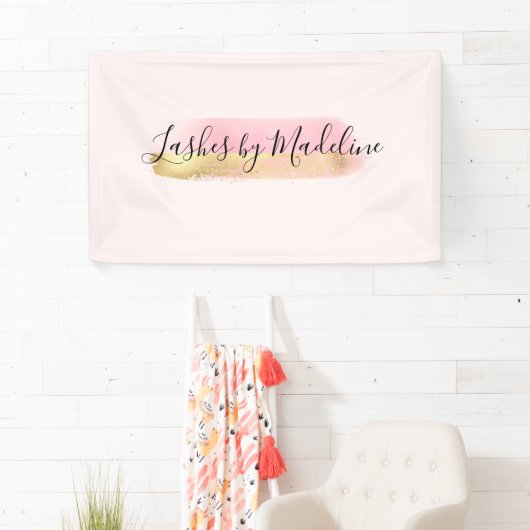 Elegant Pink Gold Makeup Beauty Hair Nail Salon Spandoek (Insitu)