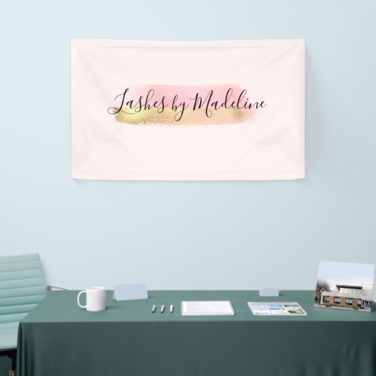 Elegant Pink Gold Makeup Beauty Hair Nail Salon Spandoek (Beurs)