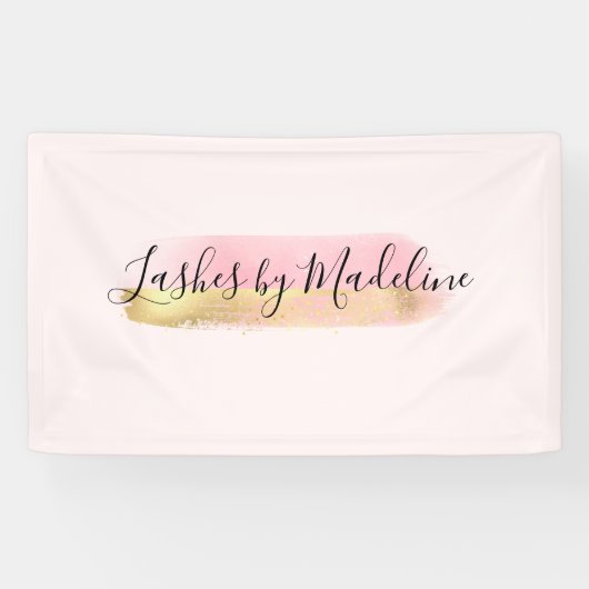 Elegant Pink Gold Makeup Beauty Hair Nail Salon Spandoek (Horizontaal)