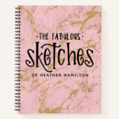 Elegant Pink Gold Marble Sketchbook Notitieboek (Voorkant)