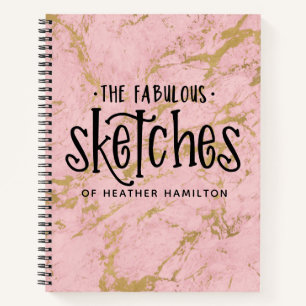 Elegant Pink Gold Marble Sketchbook Notitieboek