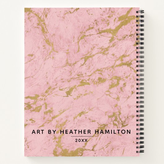 Elegant Pink Gold Marble Sketchbook Notitieboek (Achterkant)