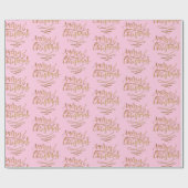 Elegant Pink Gold Merry-kerstkalligrafie Cadeaupapier (Vlak)